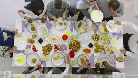 ramadan dinner with family top view