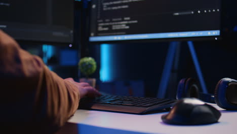 close up of keyboard used by software engineer programming at home