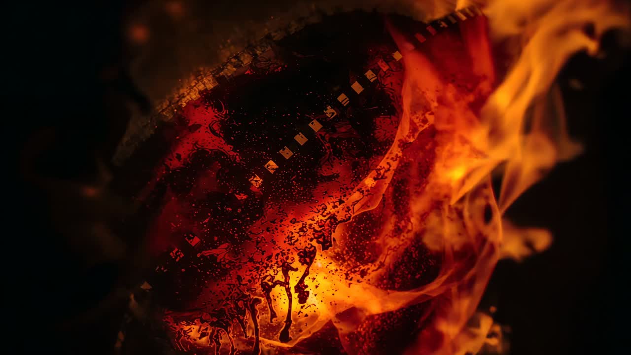 Burners igniting flames licking perforated metal panel inside furnace, generating molten droplets