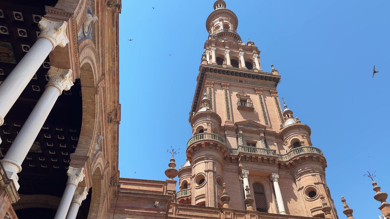 Plaza de España em Sevilha, Espanha, plano aproximado da torre