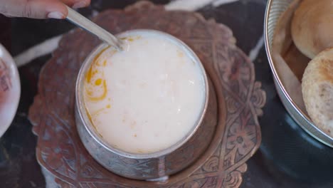 turkish yogurt drink (ayran) with bread