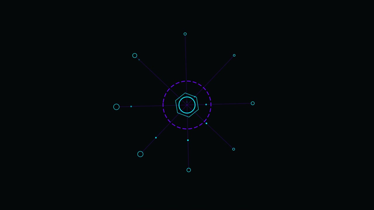 Abstract Digital Hexagon Network Animation on Dark Background