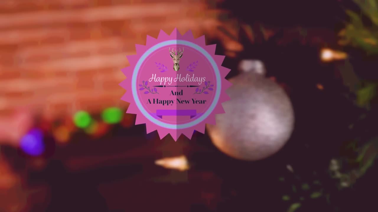 animación de la etiqueta presente con felicitaciones de navidad en la decoración de navidad