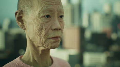 asian old woman in the city