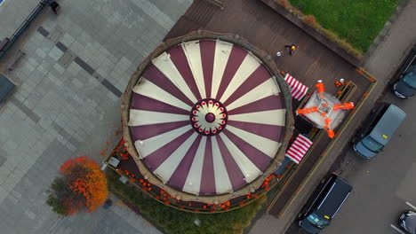 Aerial-view-of-spinning-carousel