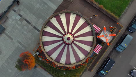 aerial view of spinning carousel