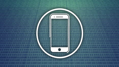 animación del procesamiento de datos a través del icono del teléfono inteligente