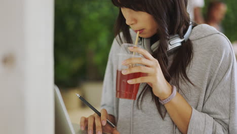 Productivity-woman-student-with-laptop-working