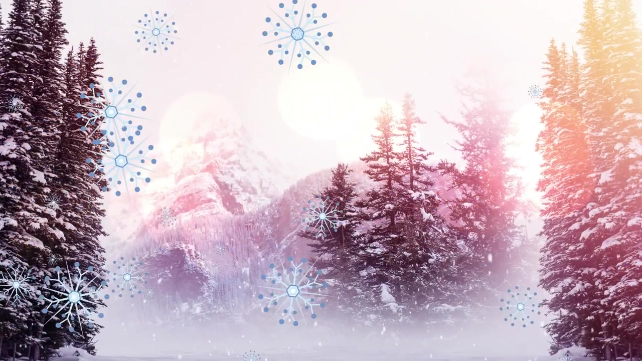 Animazione di neve che cade a Natale sugli abeti