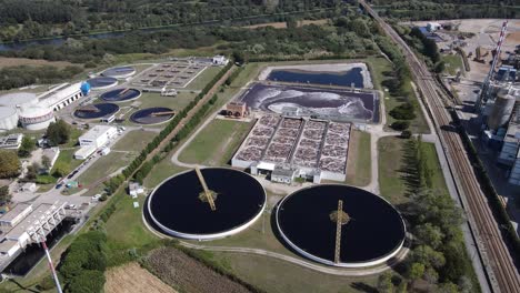 aerial view of an industrial water treatment station