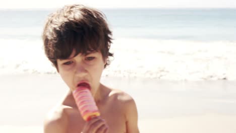cute boy eating an ice cream