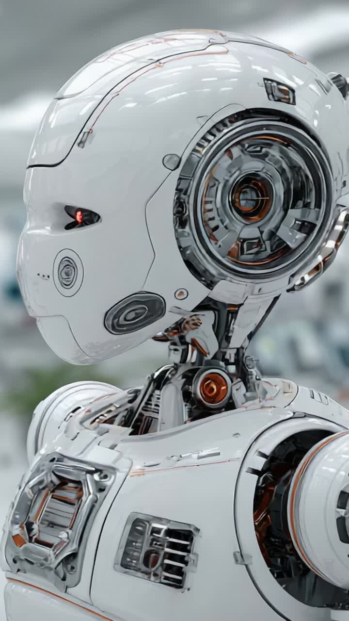 An Advanced Robot with a Sleek Design and Expressive Features Showcasing Artificial Intelligence Capabilities in a Modern Technological Environment