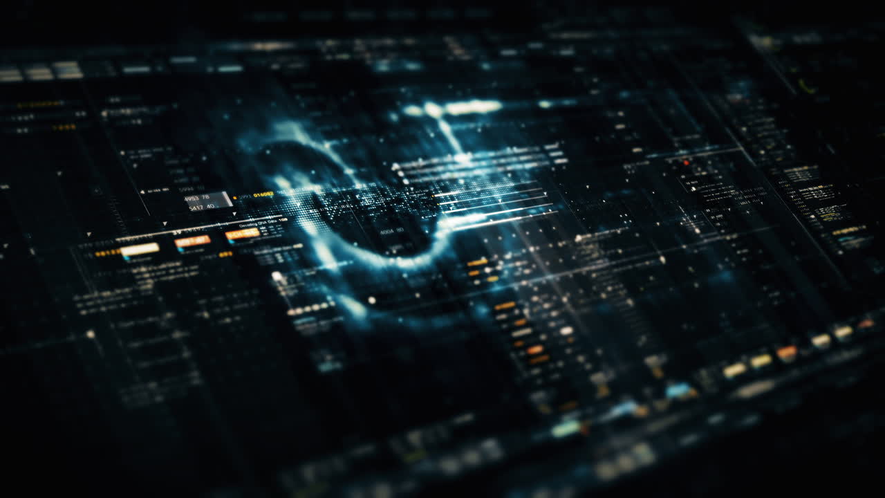 Advanced data matrix simulation UI with cutting-edge digital environment with a dynamic and immersive display of interconnected data matrix information networks systems background