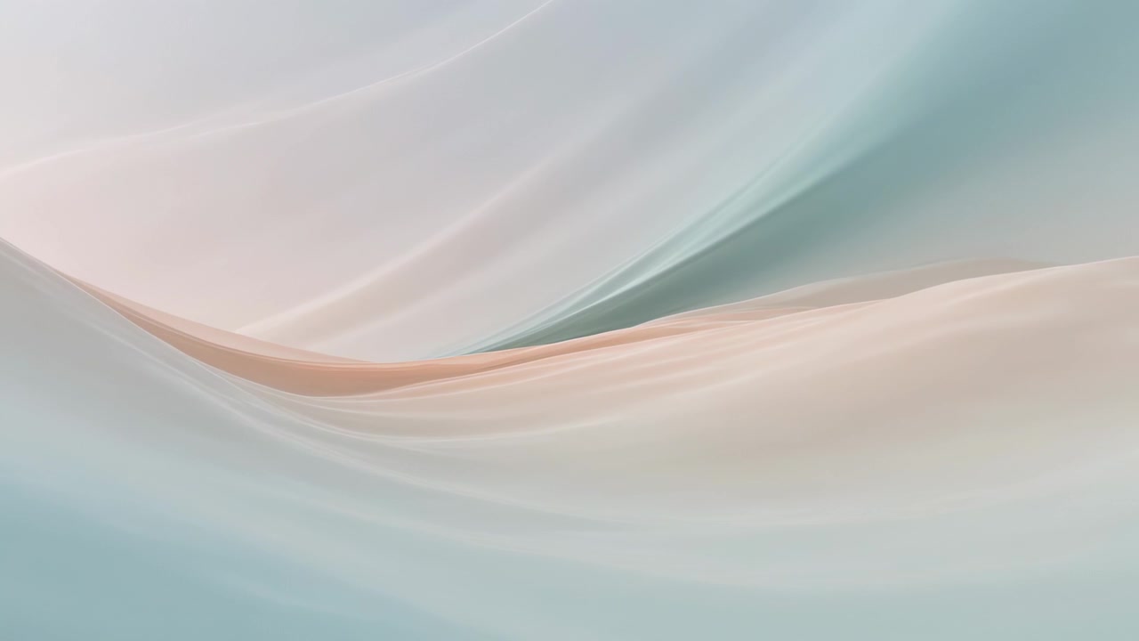 Loop starting, layered fabric waves shifting slightly right and up for wallpaper, accenting peach