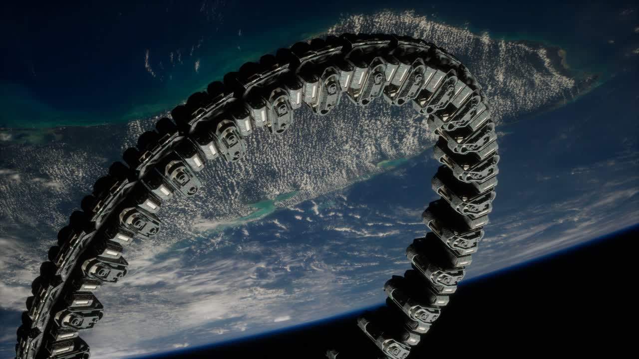 futuristic space station on Earth orbit