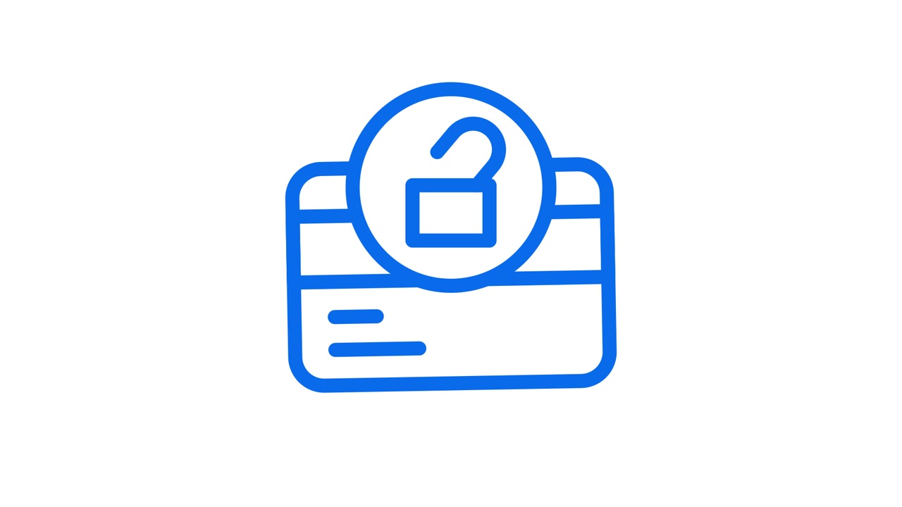 Credit Card Security Icon with Animated Locking Padlock