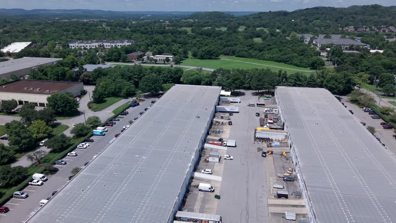 Flexential Solutions Data Center In A Warehouses Building At Franklin, Tennessee. Aerial Flyover