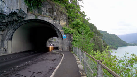 beautiful tunnel road in switzerland