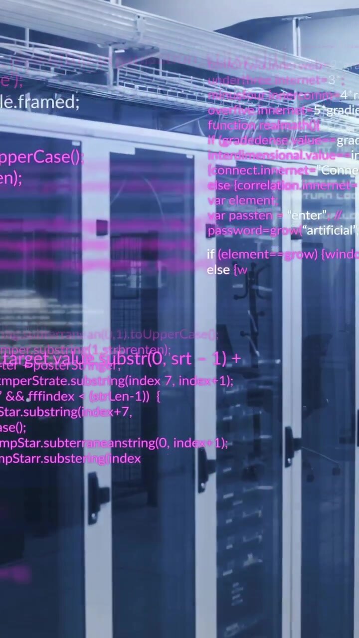 Animation of data processing over server room