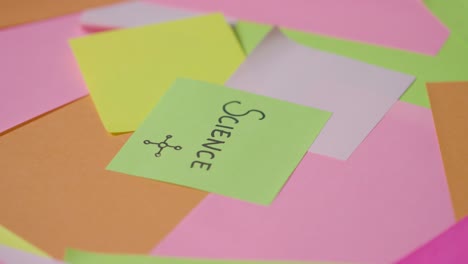 education concept of revolving sticky notes with science written on top note 1