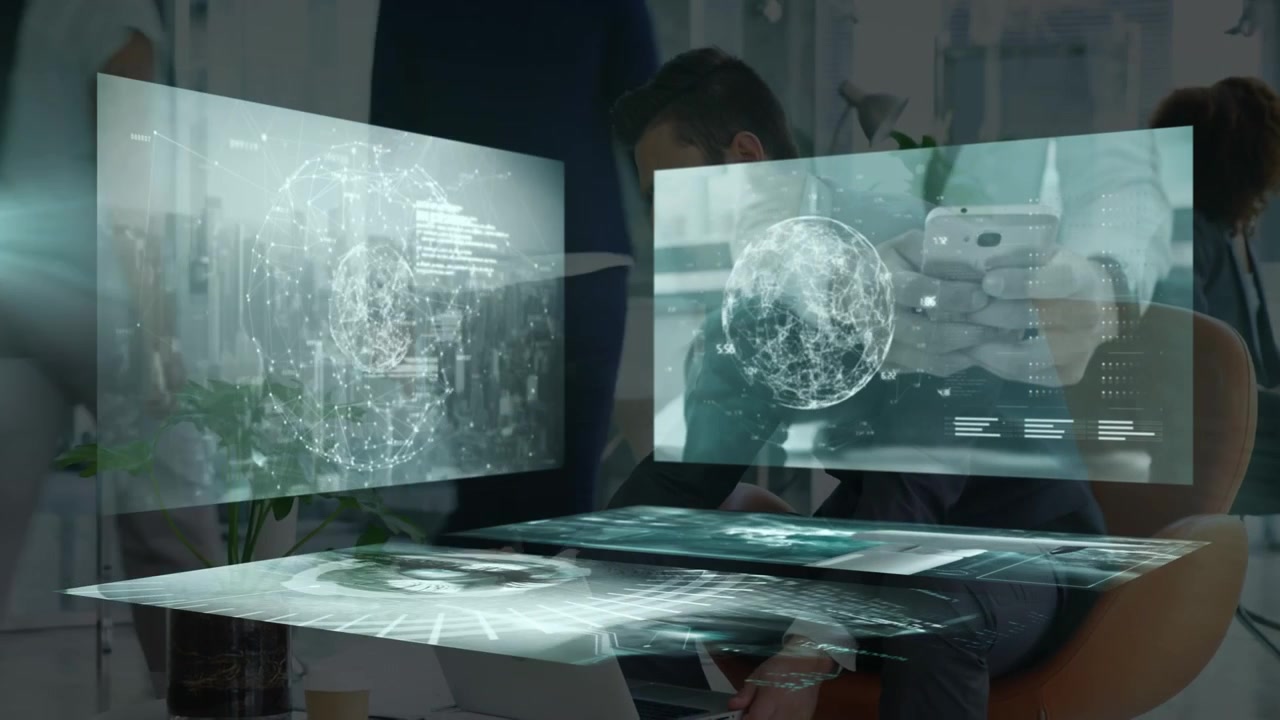 Animation af databehandling over forskellige erhvervsfolk