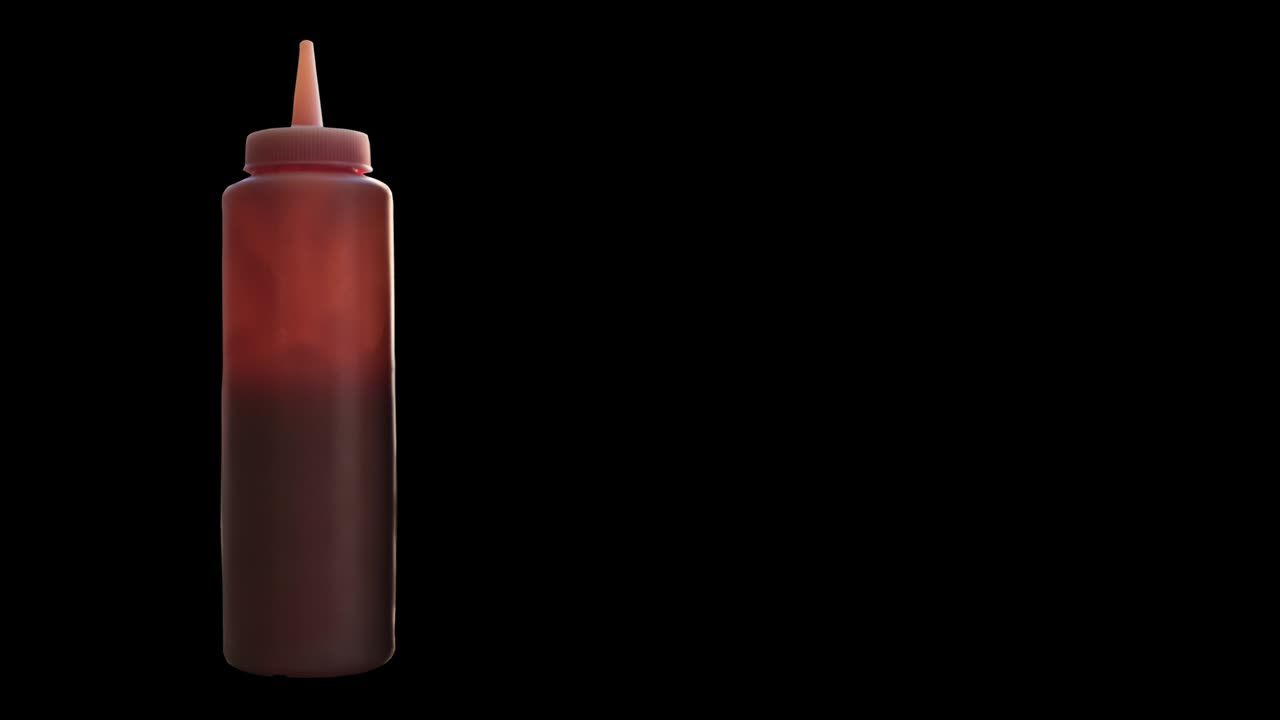 Isolated Diner Ketchup Being Squeezed