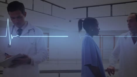 animation of medical data processing over diverse doctors in hospital