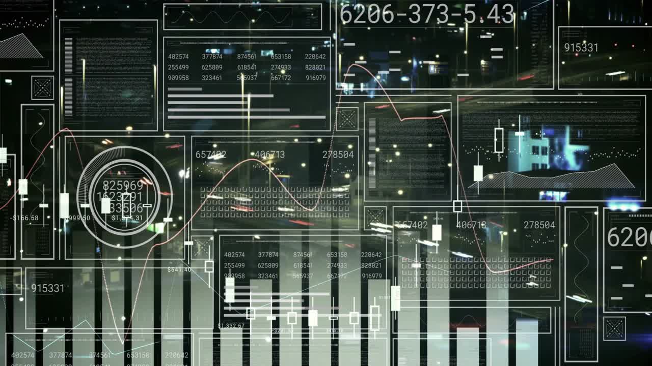 Semi-transparent overlay appearing on highway, charts animating gauges updating traffic analytics