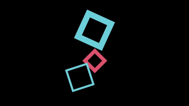 Animazione di forme geometriche colorate isolate su sfondo nero.
