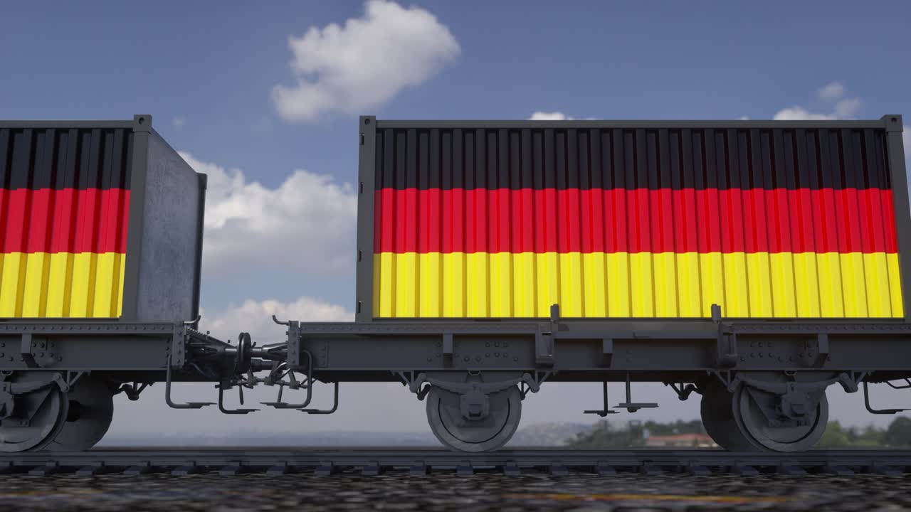 독일의 발을 고 있는 컨테이너 철도 운송