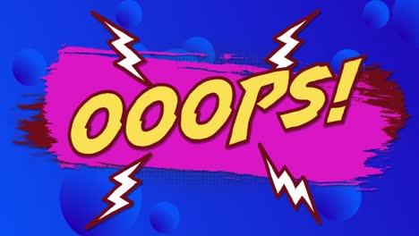 animation of oops text over blue background