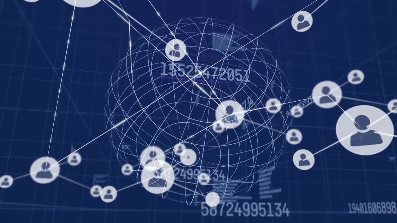 전 세계 사람들과의 연결 네트워크의 애니메이션 아이콘