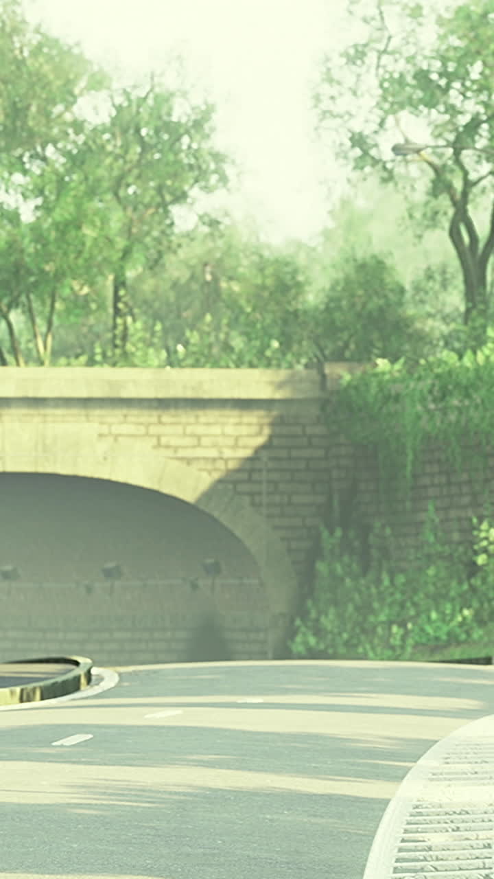 Serenity of a quiet pathway surrounded by lush greenery on a sunny day