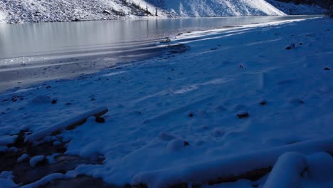 lake frozen surface close up