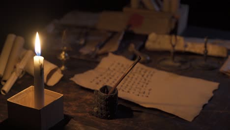 writing by candlelight in the historical era.