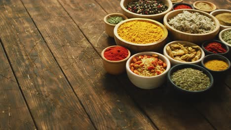 arrangement of spices in small bowls