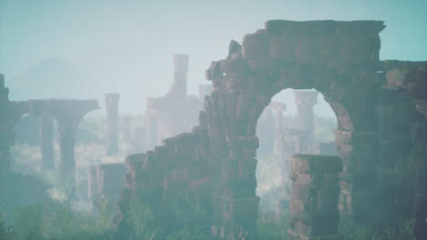 mysterious foggy ruins