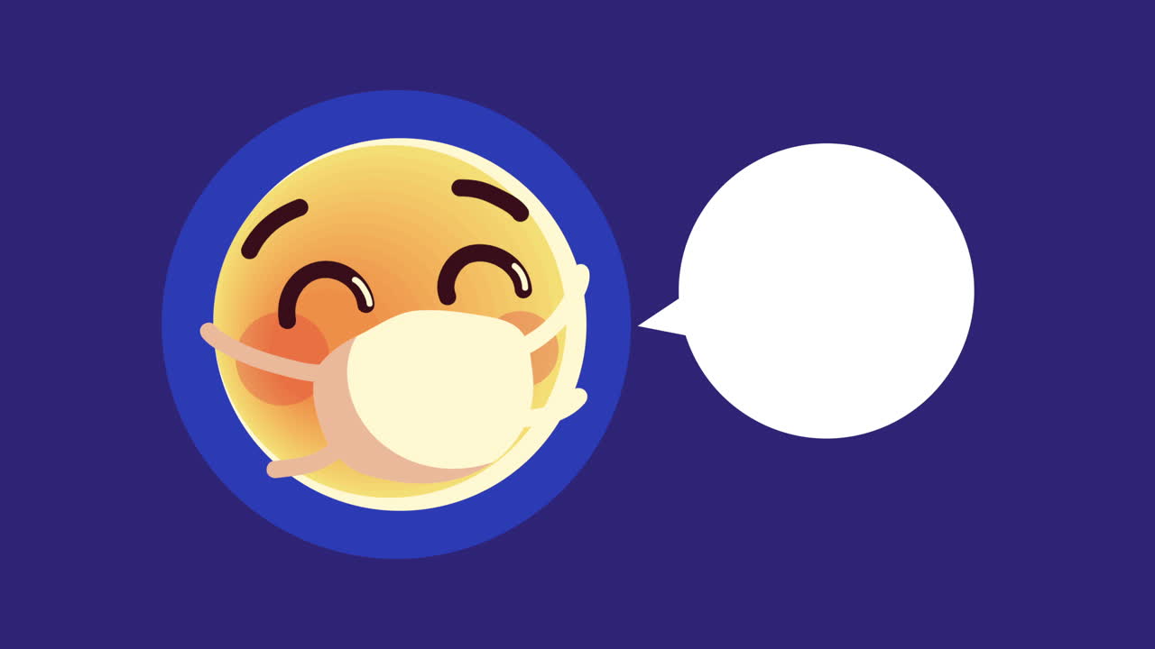 마스크를 착용한 행복한 이모지