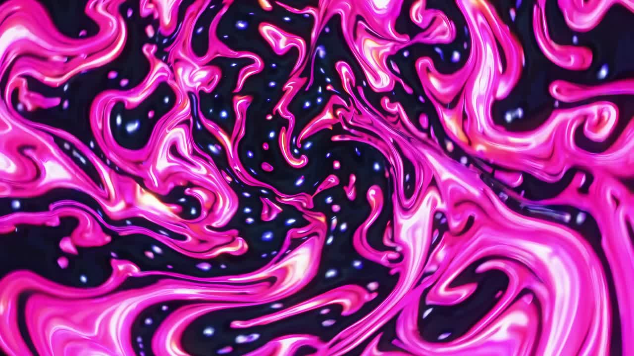Vibrant pink and black cosmic waves swirling dynamically, blending into mesmerizing psychedelic patterns with fluid motion and ethereal visual energy