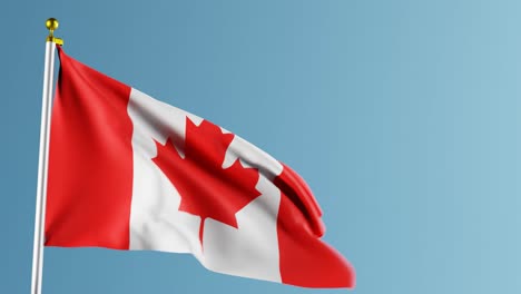 waving red and white flag of canada against blue background