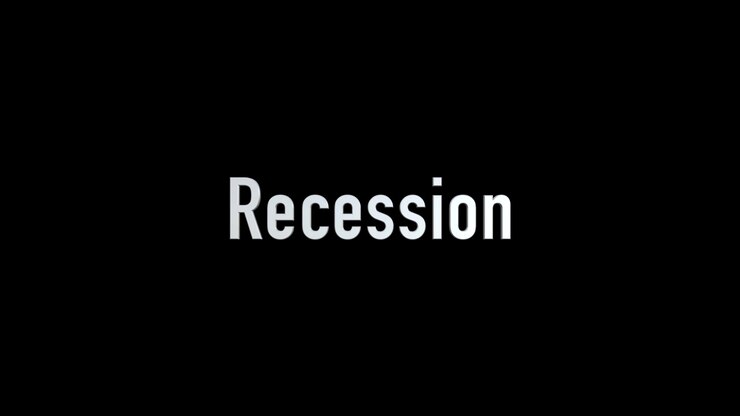 Recession title animation with a black background