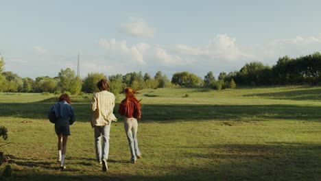 friends running in a park