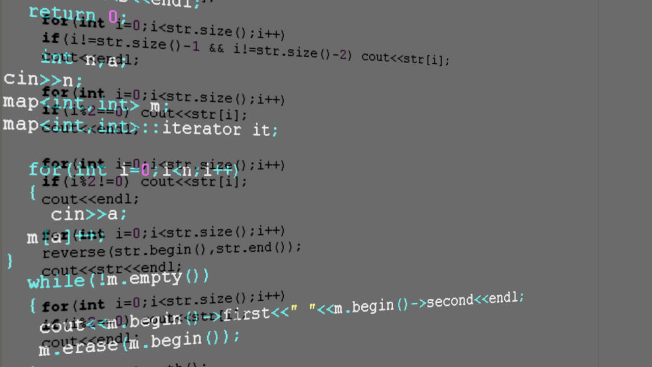 Broncode op het monitorscherm. Broncode
