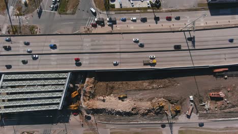 aerial of cars on 610 south freeway in houston, texas