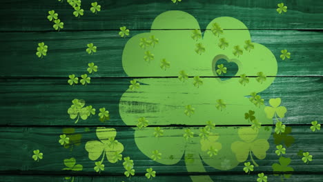 animación de tréboles cayendo con hojas de trébol en el fondo para el día de san patricio