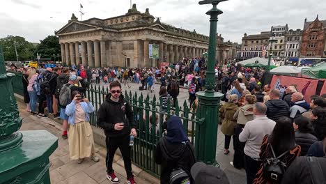 people gathered outside royal scottish academy