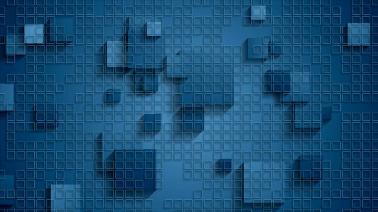 Blue geometric checkered video animation with squares