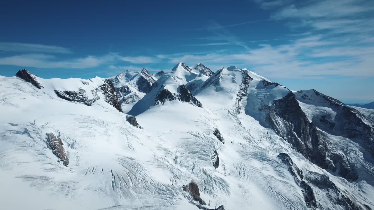 Aerial Shot Of Spectacular Snowy Monte Rose in Italian Alps, Europe ...