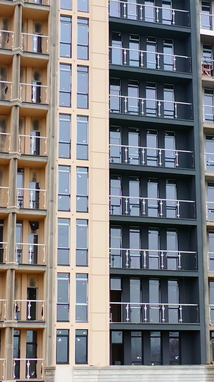 Modern large apartment building. Aerial view of public apartment building