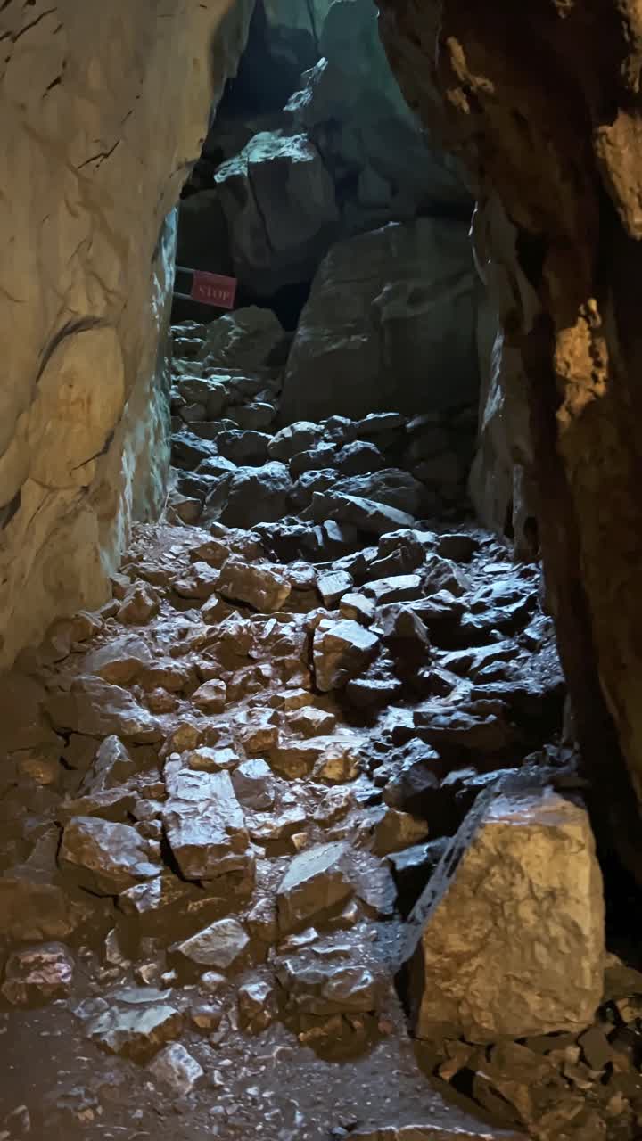Vertical View Of A Narrow Cave Entrance In Da Nang, Vietnam. Sideways Shot